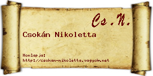 Csokán Nikoletta névjegykártya
